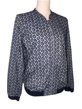Tom Tailor Navy Patterned Bomber Jacket Embroidered